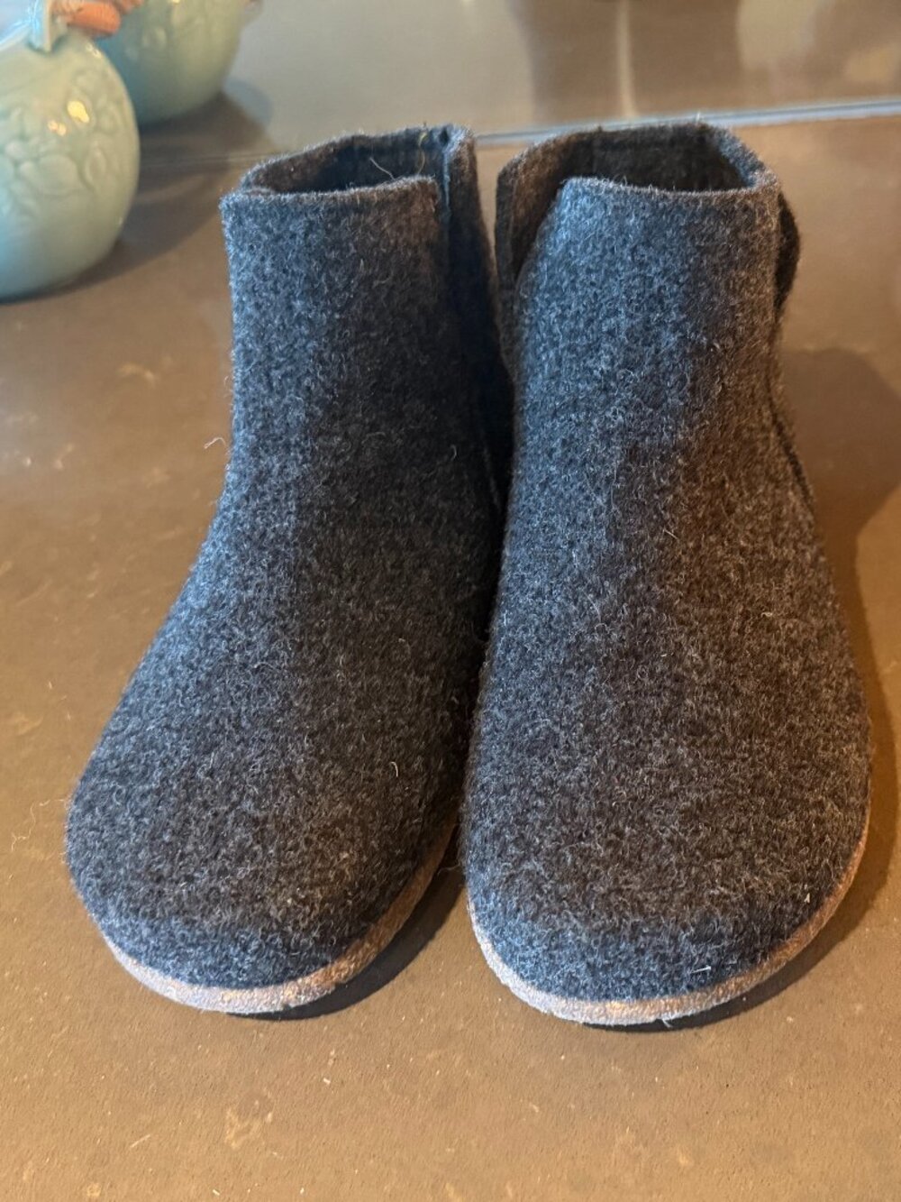 Taos Good Wool Booties - Charcoal Gray Italian Wool Slipper Boots